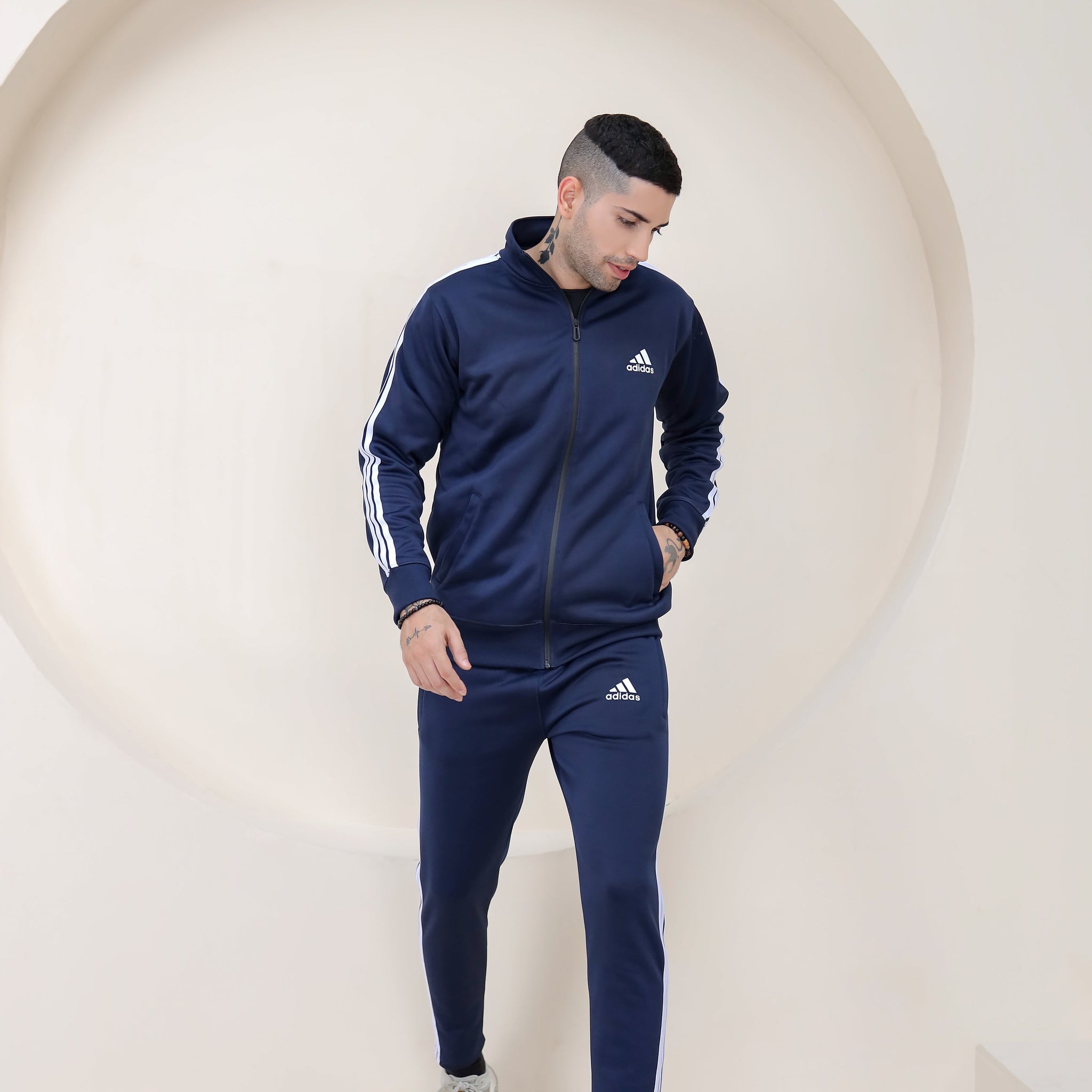 A.D.I.D.A.S Men Tracksuit in Blue with White Strip