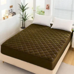 Cotton Quilted Waterproof Mattress Cover - Dark Brown
