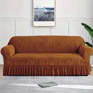 Zebra Velvet Turkish Sofa Cover - Copper